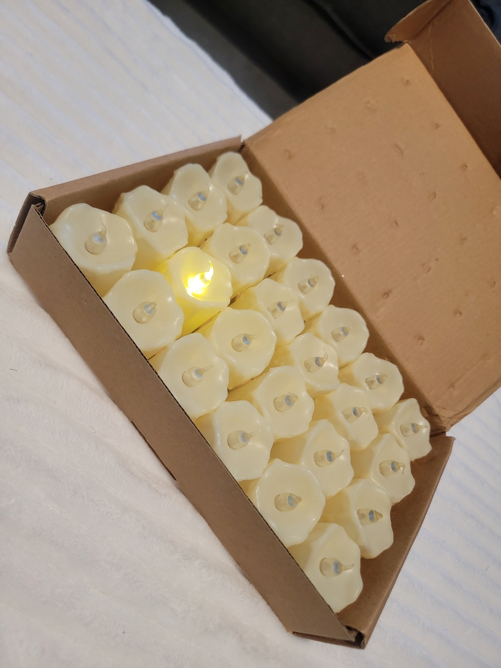 Battery-Operated Off-White LED Tealight Candles - Pack of 24